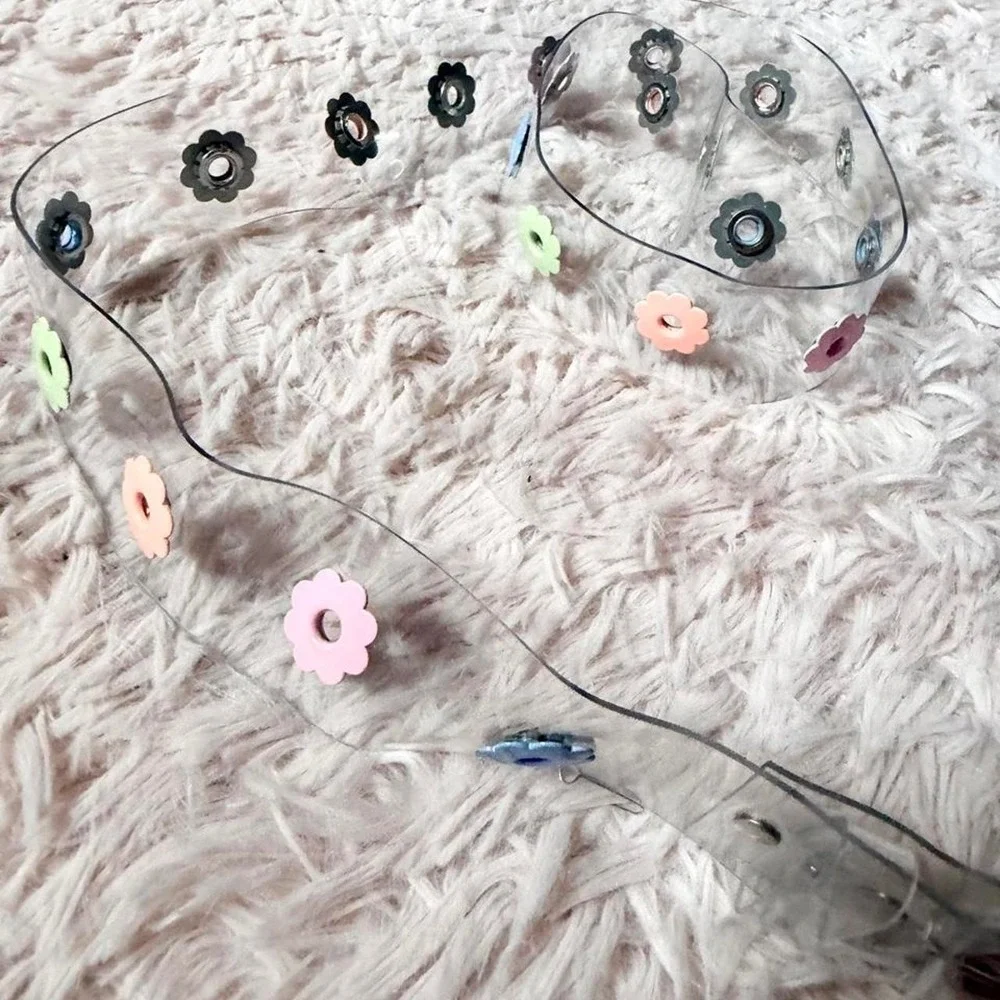 Y2K Translucent Colorful Flower Grommets Fairy Kidcore Playful Belt Womens M